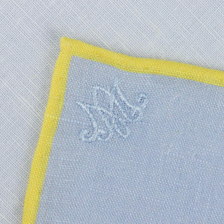 Auspice Maria Embroidered Linen Pocket Square