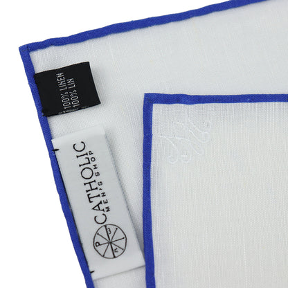 Auspice Maria Embroidered Linen Pocket Square