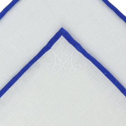 Auspice Maria Embroidered Linen Pocket Square