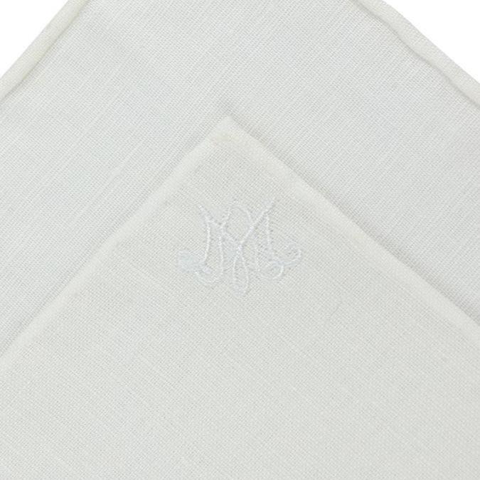 Auspice Maria Embroidered Linen Pocket Square