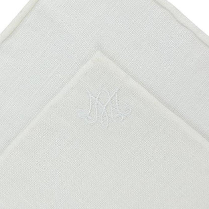 Auspice Maria Embroidered Linen Pocket Square